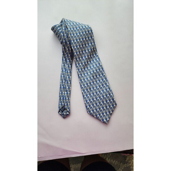 BURBERRY London 100% Silk  Neck Tie  Blue Gold Ladybug Print Burberrys EUC - Picture 4 of 11